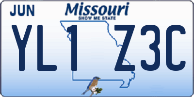 MO license plate YL1Z3C