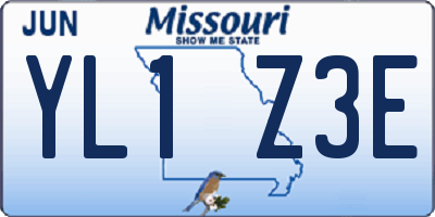 MO license plate YL1Z3E