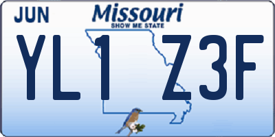 MO license plate YL1Z3F