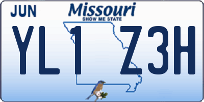 MO license plate YL1Z3H