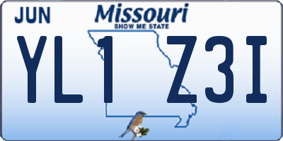 MO license plate YL1Z3I