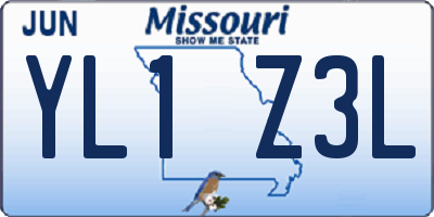 MO license plate YL1Z3L