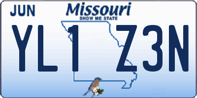 MO license plate YL1Z3N