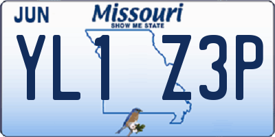 MO license plate YL1Z3P