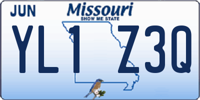MO license plate YL1Z3Q