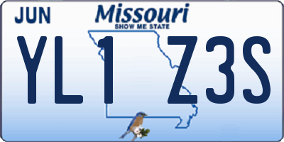 MO license plate YL1Z3S