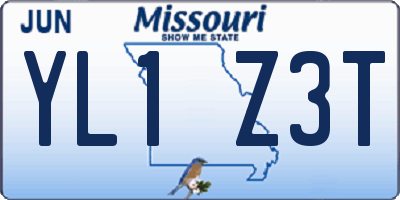 MO license plate YL1Z3T