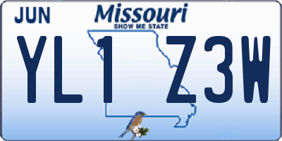 MO license plate YL1Z3W