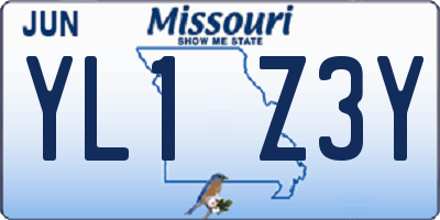 MO license plate YL1Z3Y