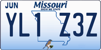 MO license plate YL1Z3Z