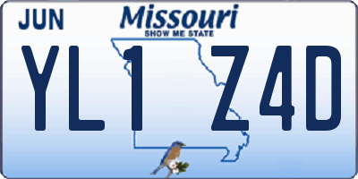 MO license plate YL1Z4D