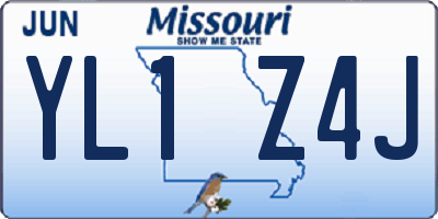 MO license plate YL1Z4J