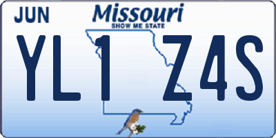 MO license plate YL1Z4S