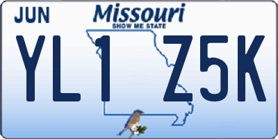 MO license plate YL1Z5K