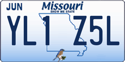 MO license plate YL1Z5L