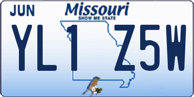 MO license plate YL1Z5W