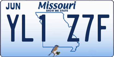 MO license plate YL1Z7F