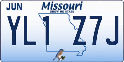 MO license plate YL1Z7J