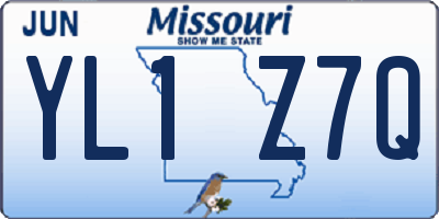 MO license plate YL1Z7Q