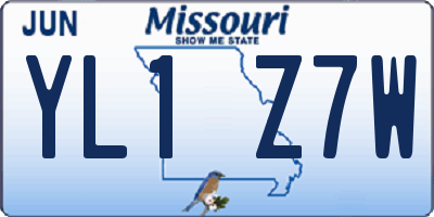 MO license plate YL1Z7W