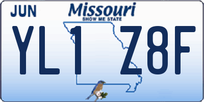 MO license plate YL1Z8F