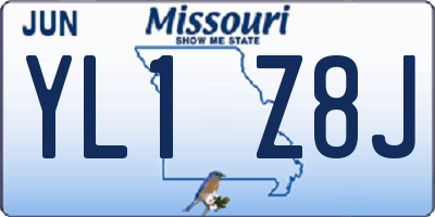 MO license plate YL1Z8J