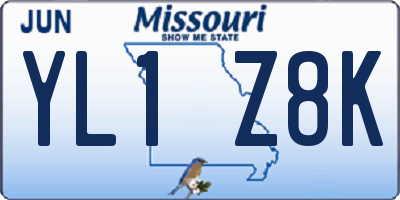 MO license plate YL1Z8K