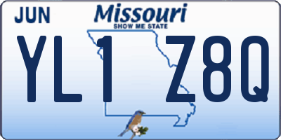 MO license plate YL1Z8Q