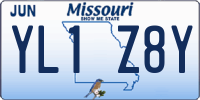 MO license plate YL1Z8Y