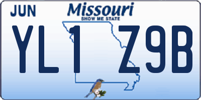 MO license plate YL1Z9B