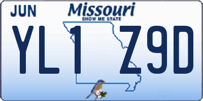 MO license plate YL1Z9D