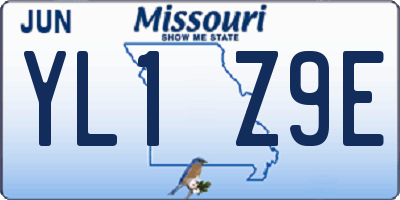 MO license plate YL1Z9E