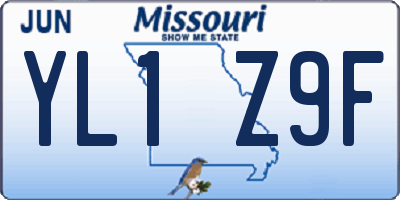 MO license plate YL1Z9F