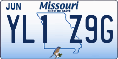 MO license plate YL1Z9G