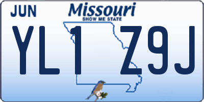 MO license plate YL1Z9J