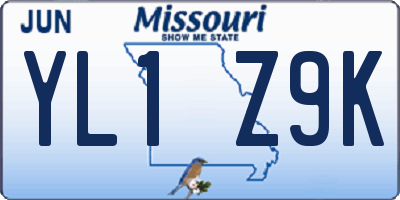 MO license plate YL1Z9K
