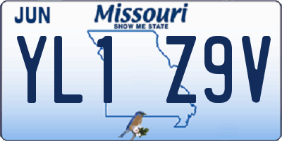 MO license plate YL1Z9V