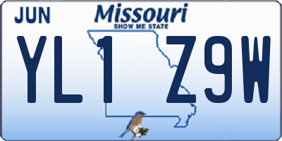 MO license plate YL1Z9W