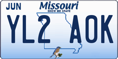 MO license plate YL2A0K