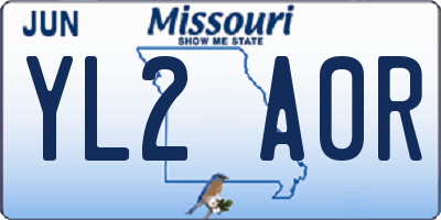 MO license plate YL2A0R