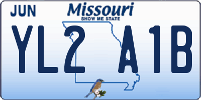 MO license plate YL2A1B