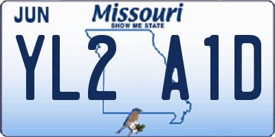 MO license plate YL2A1D