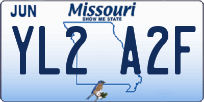 MO license plate YL2A2F
