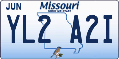 MO license plate YL2A2I