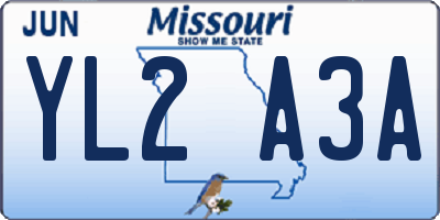 MO license plate YL2A3A
