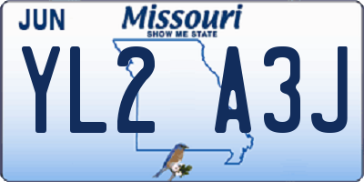 MO license plate YL2A3J