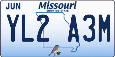 MO license plate YL2A3M