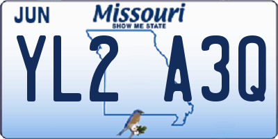 MO license plate YL2A3Q
