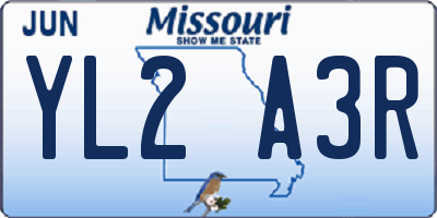 MO license plate YL2A3R