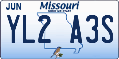 MO license plate YL2A3S